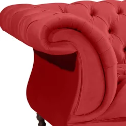 Wohnen Braune Möbel|Sofas*Design Dreisitzer aus Samtvelours in Rot - Rosanna