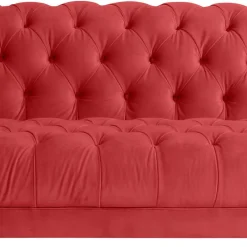 Wohnen Braune Möbel|Sofas*Design Dreisitzer aus Samtvelours in Rot - Rosanna