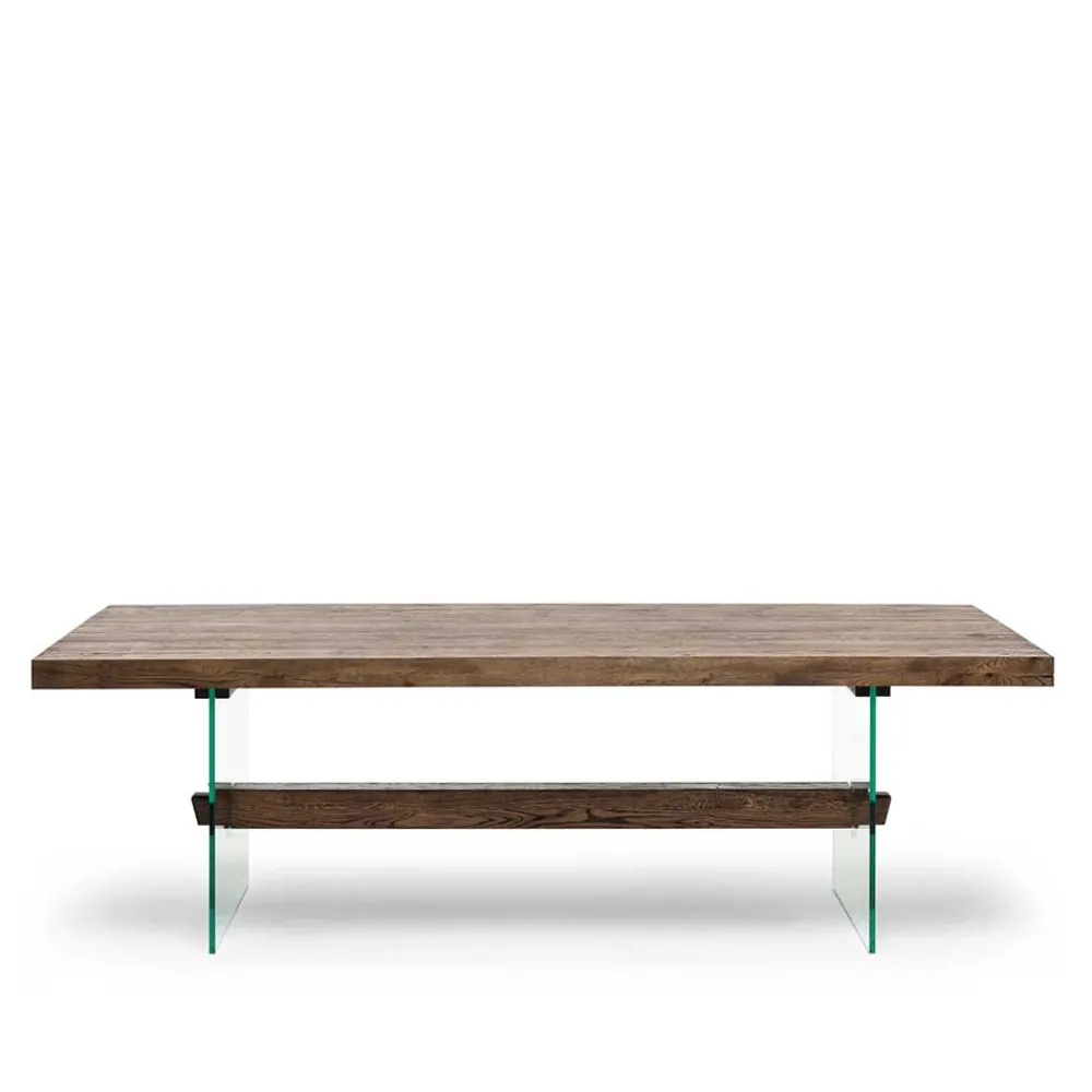 Wohnen Glasmöbel|Loft Möbel*Design Eiche Esstisch mit Glas Gestell - Ventida