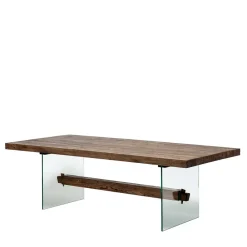 Wohnen Glasmöbel|Loft Möbel*Design Eiche Esstisch mit Glas Gestell - Ventida