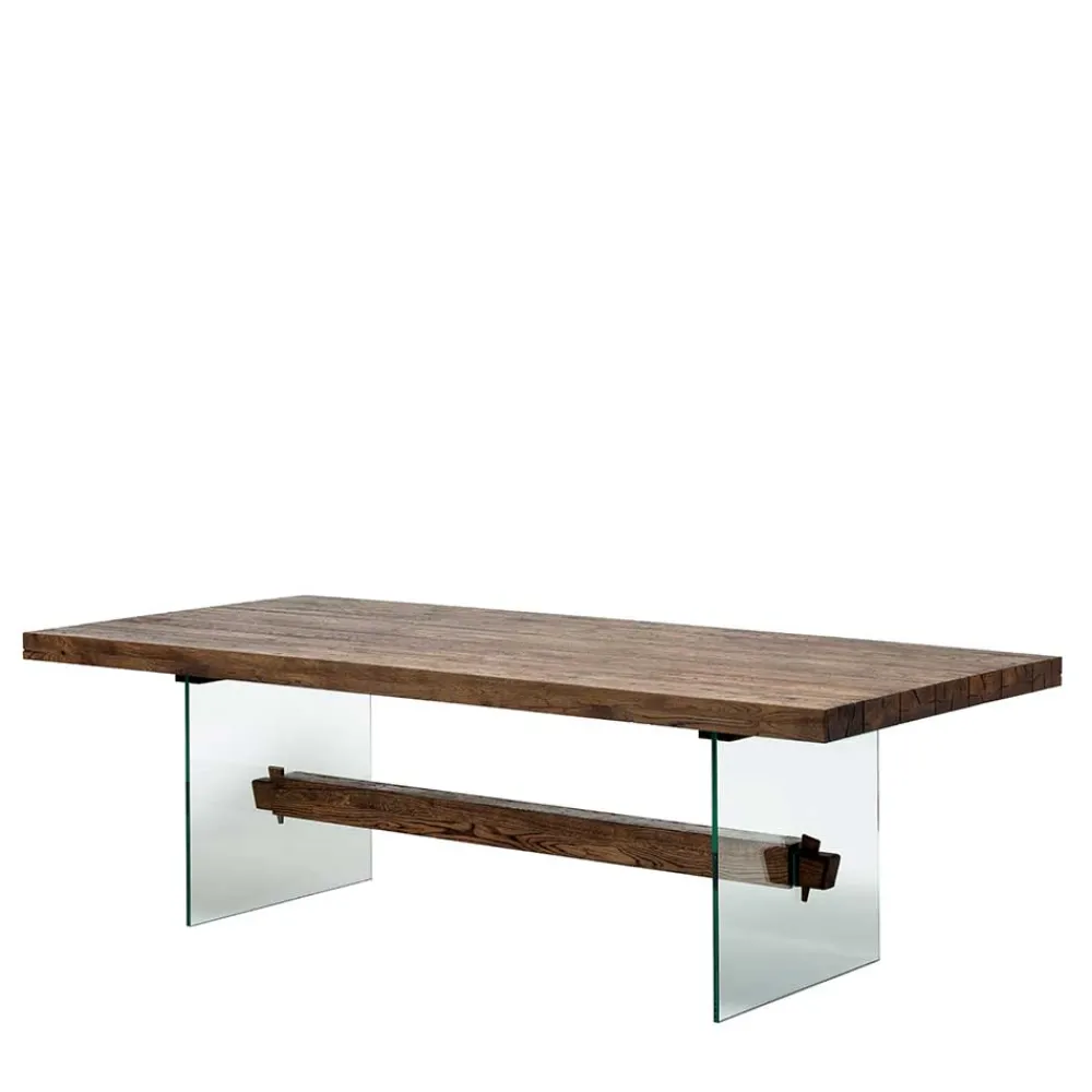 Wohnen Glasmöbel|Loft Möbel*Design Eiche Esstisch mit Glas Gestell - Ventida