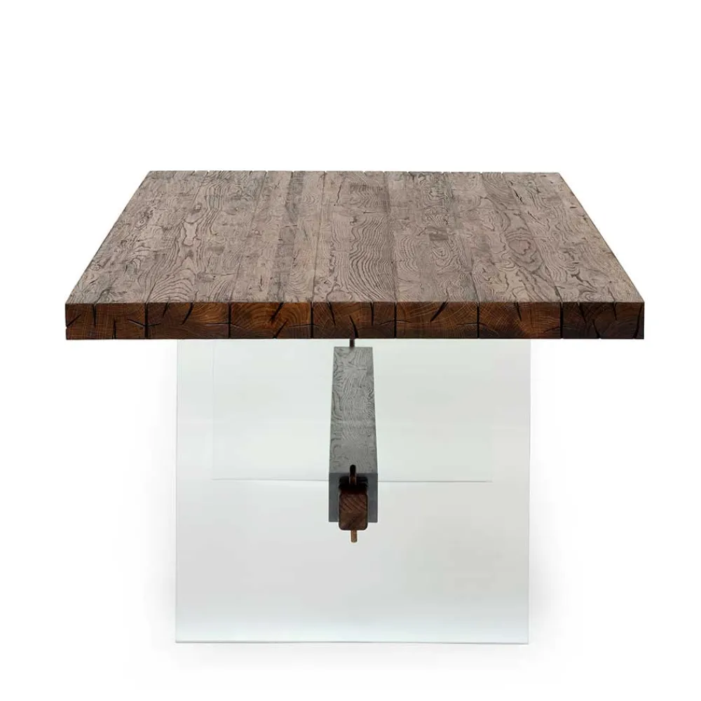 Wohnen Glasmöbel|Loft Möbel*Design Eiche Esstisch mit Glas Gestell - Ventida