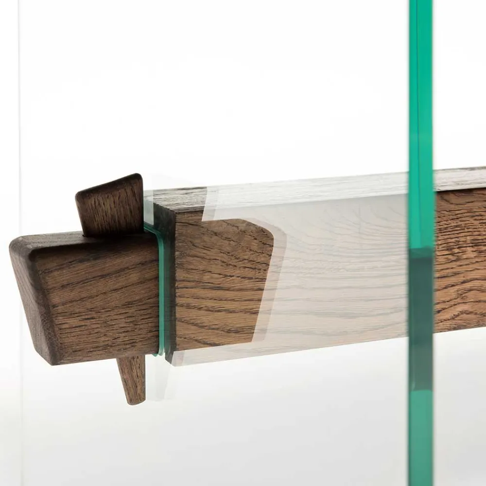 Wohnen Glasmöbel|Loft Möbel*Design Eiche Esstisch mit Glas Gestell - Ventida