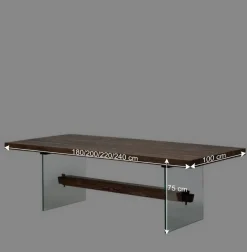 Wohnen Glasmöbel|Loft Möbel*Design Eiche Esstisch mit Glas Gestell - Ventida