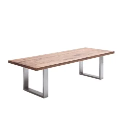 Wohnen Graue Möbel|Küchentische*Design Esszimmertisch mit Holz Eiche dunkel Venditora & Edelstahl