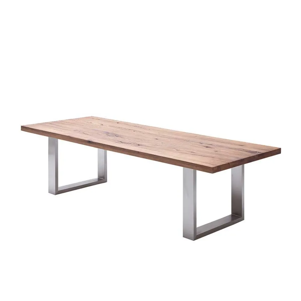 Wohnen Graue Möbel|Küchentische*Design Esszimmertisch mit Holz Eiche dunkel Venditora & Edelstahl