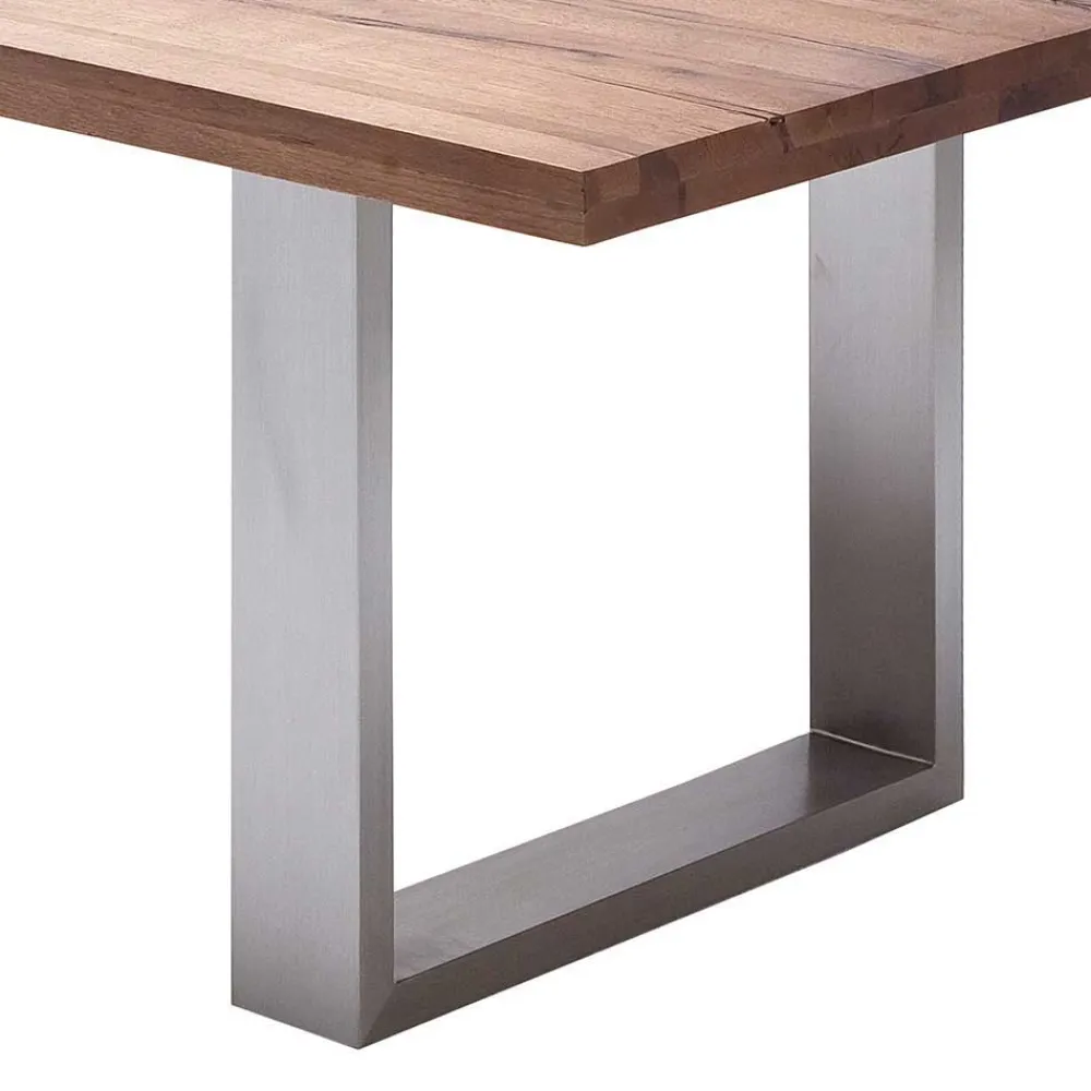 Wohnen Graue Möbel|Küchentische*Design Esszimmertisch mit Holz Eiche dunkel Venditora & Edelstahl