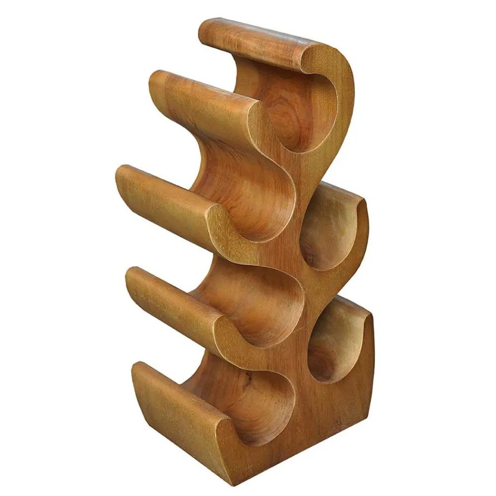 Wohnen Design Flaschenregal aus Suar Massivholz - Teako