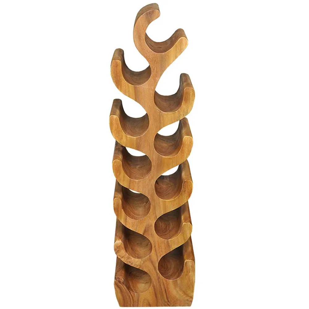 Wohnen Design Flaschenregal aus Suar Massivholz - Teako