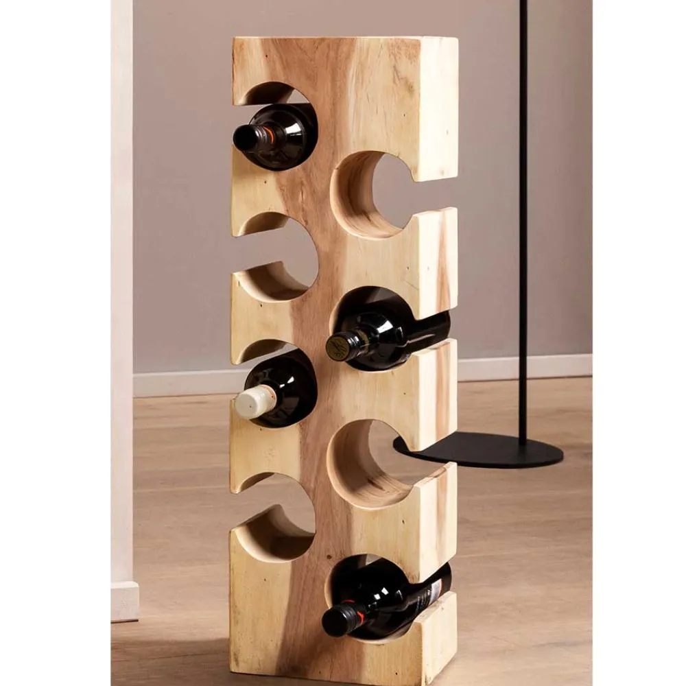 Wohnen Design Flaschenregal aus Mangobaum Massivholz - Yucata