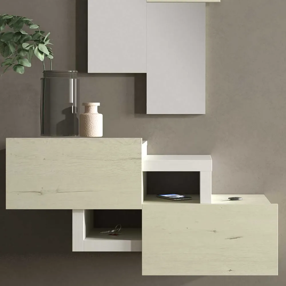 Wohnen Design Flur Set in Cremefarben & Weiß - Timos (zweiteilig)