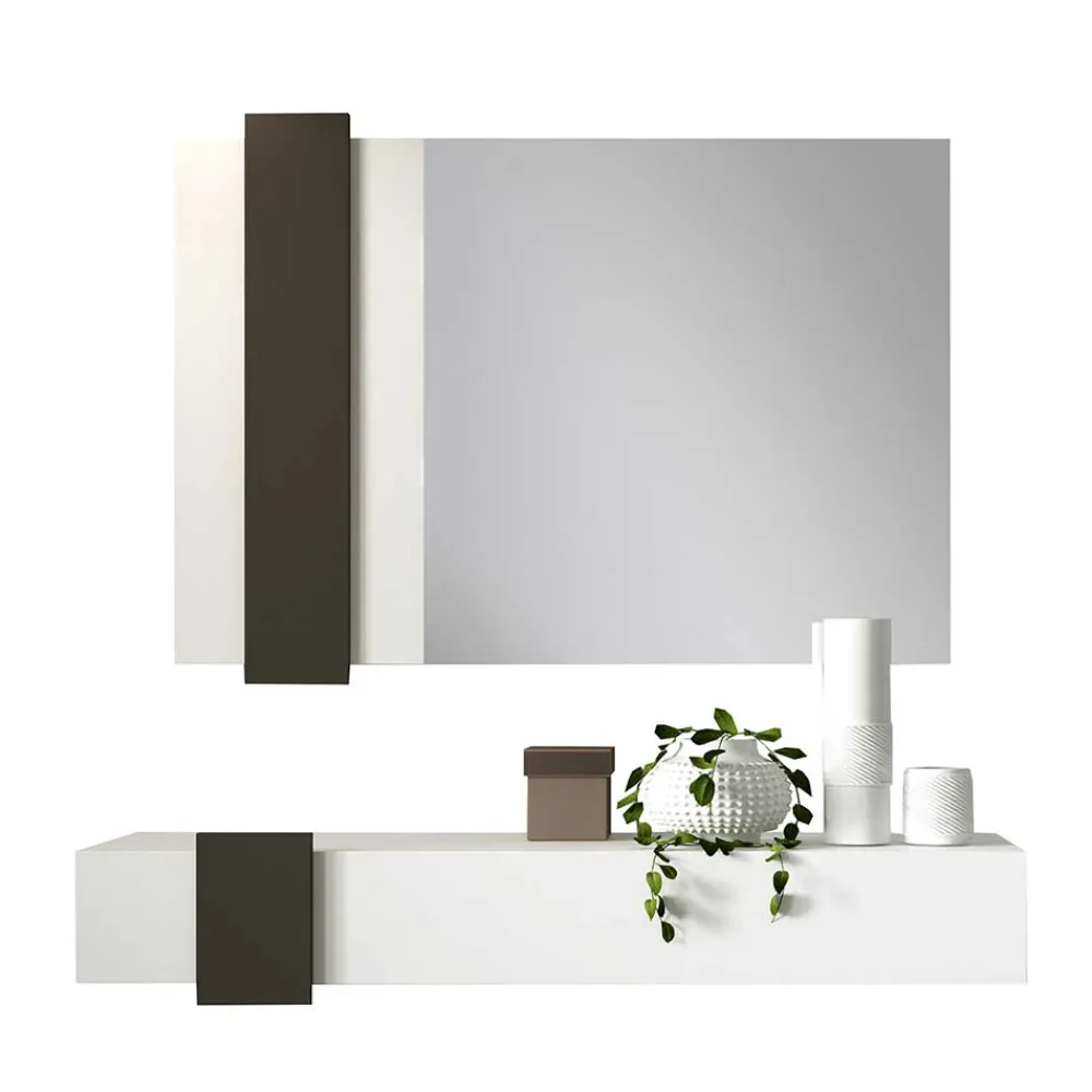 Wohnen Design Flur Set in Weiß & Schwarz - Riguna (zweiteilig)