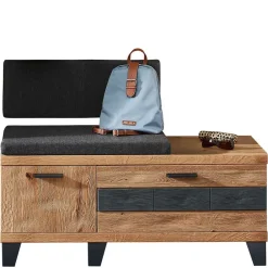 Wohnen Design Flurbank aus Wildeiche in Natur & Grau - Elprisca