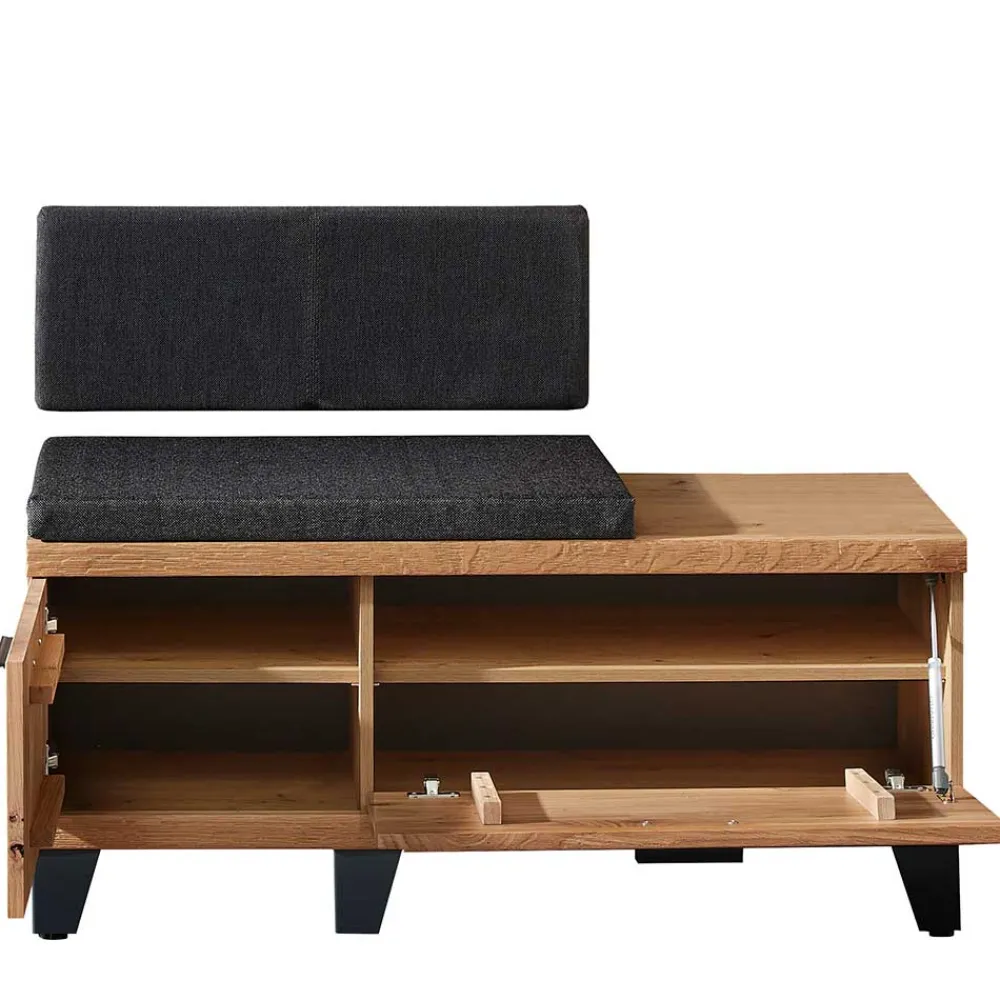 Wohnen Design Flurbank aus Wildeiche in Natur & Grau - Elprisca