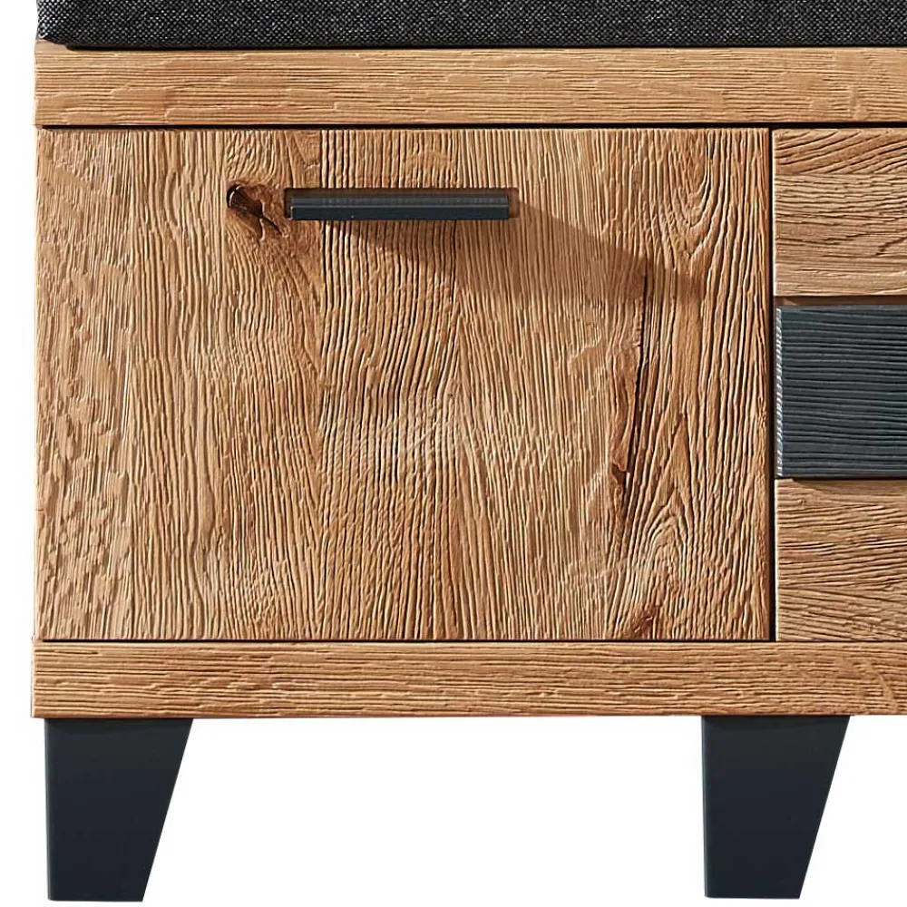 Wohnen Design Flurbank aus Wildeiche in Natur & Grau - Elprisca