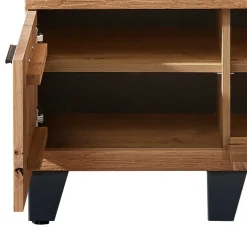 Wohnen Design Flurbank aus Wildeiche in Natur & Grau - Elprisca