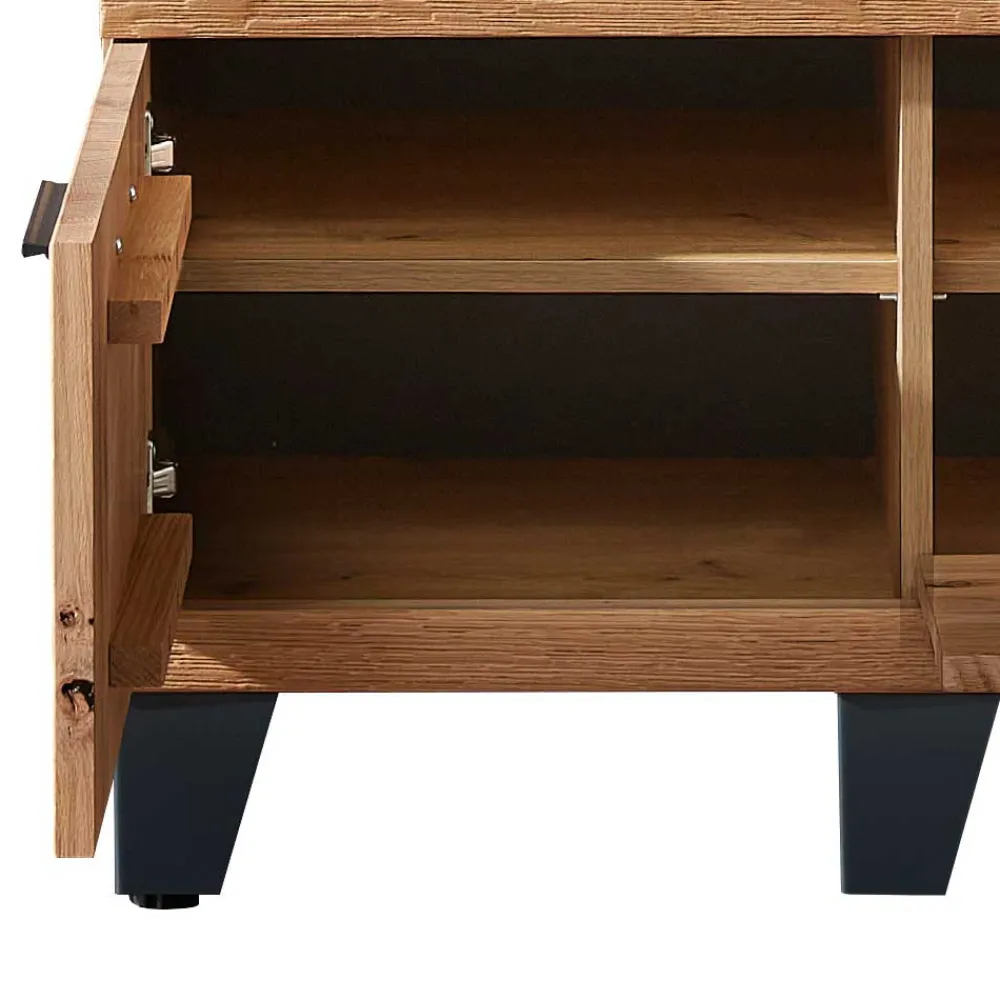 Wohnen Design Flurbank aus Wildeiche in Natur & Grau - Elprisca