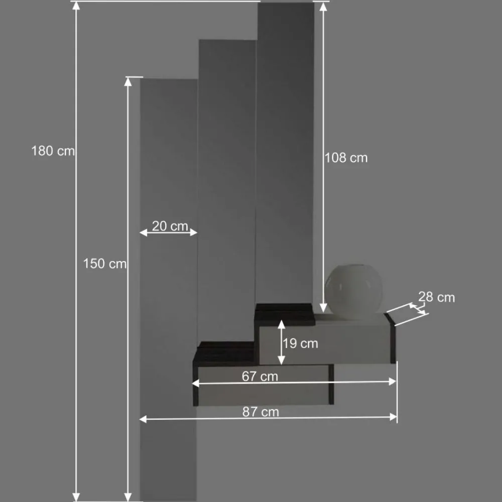 Wohnen Design Flurmöbel in Weiß & Schwarz - Uwida (vierteilig)