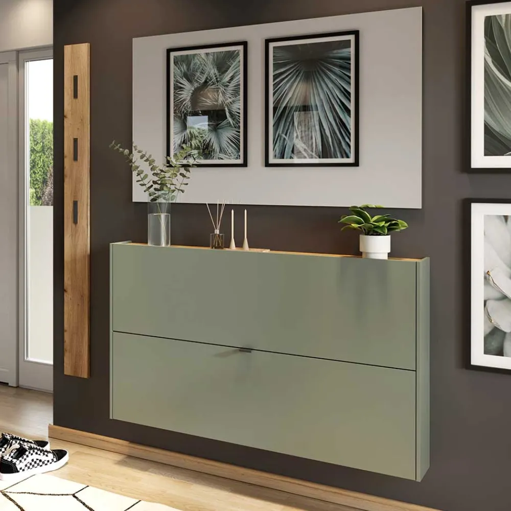 Wohnen Design Flurmöbel Set in Graugrün - Point (dreiteilig)