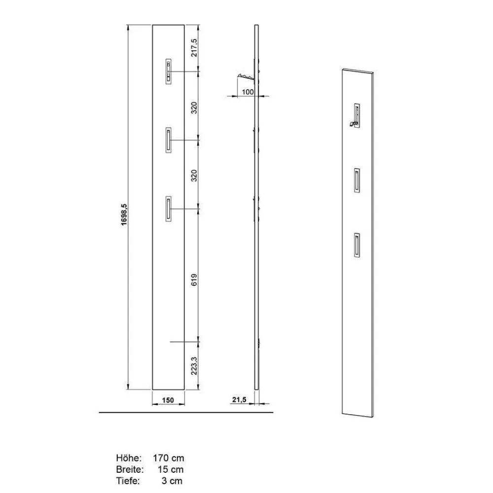 Wohnen Design Flurmöbel Set in Graugrün - Point (dreiteilig)