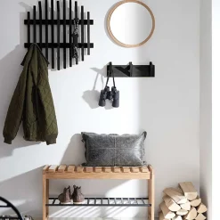 Wohnen Garderoben|Garderoben*Design Garderobe aus schwarzen Eichenholz-Leisten - Gangizo