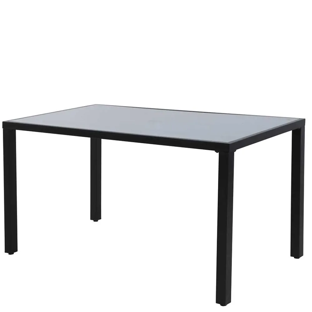 Wohnen Glasmöbel|Balkonmöbel*Design Garten-Essgruppe in Grau & Schwarz - Geraldine (siebenteilig)