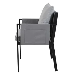 Wohnen Glasmöbel|Balkonmöbel*Design Garten-Essgruppe in Grau & Schwarz - Geraldine (siebenteilig)