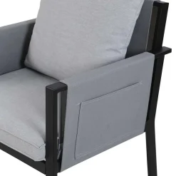 Wohnen Glasmöbel|Balkonmöbel*Design Garten-Essgruppe in Grau & Schwarz - Geraldine (siebenteilig)