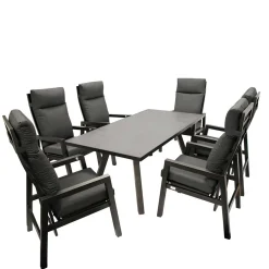 Wohnen Design Gartentisch Gruppe in Dunkelgrau - Curedo (siebenteilig)