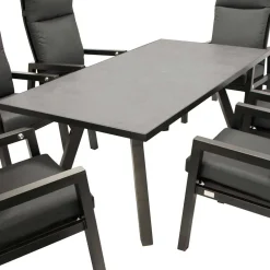 Wohnen Design Gartentisch Gruppe in Dunkelgrau - Curedo (siebenteilig)