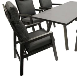 Wohnen Design Gartentisch Gruppe in Dunkelgrau - Curedo (siebenteilig)