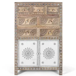 Wohnen Boho Style Möbel*Design Highboard aus Mangoholz reich verziert - Magie
