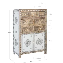 Wohnen Boho Style Möbel*Design Highboard aus Mangoholz reich verziert - Magie