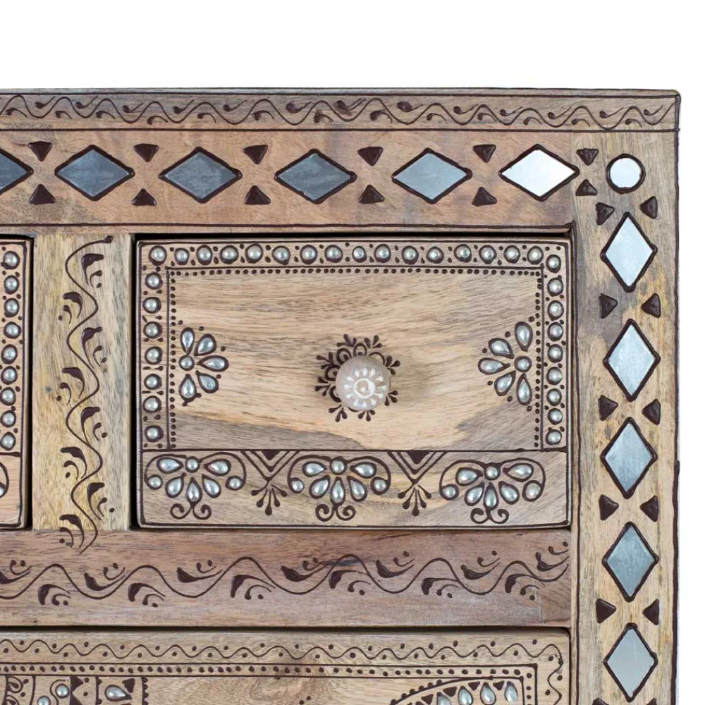 Wohnen Boho Style Möbel*Design Highboard aus Mangoholz reich verziert - Magie