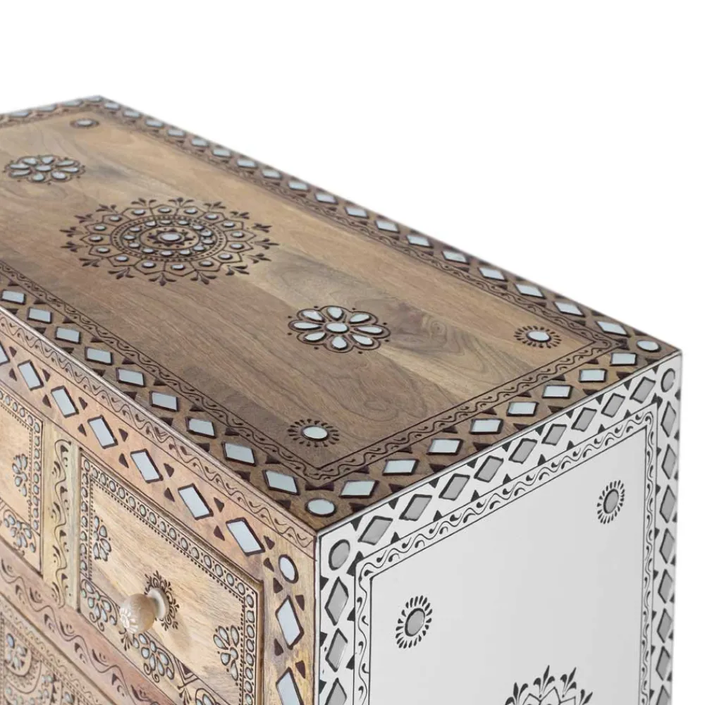 Wohnen Boho Style Möbel*Design Highboard aus Mangoholz reich verziert - Magie