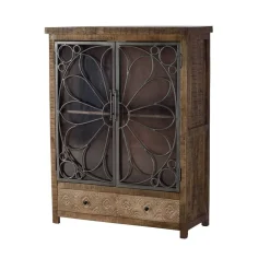 Wohnen Vitrinen|Wohnzimmer-Vitrinen*Design Highboard mit Glas Metalltüren - Everton