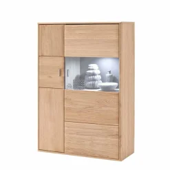 Wohnen Sideboards & Kommoden|Wohnzimmerschränke*Design Highboard Vernella aus Eiche Bianco