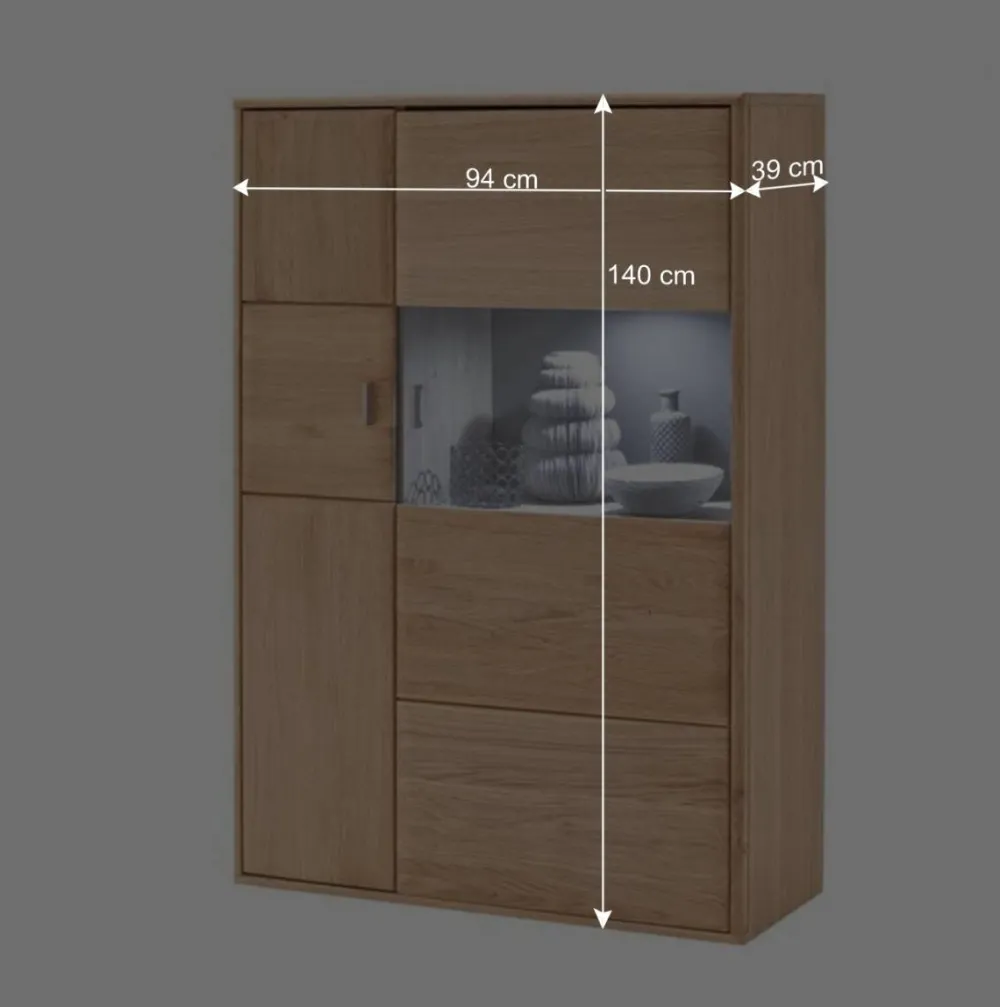 Wohnen Sideboards & Kommoden|Wohnzimmerschränke*Design Highboard Vernella aus Eiche Bianco