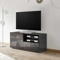 Wohnen Design Hochglanz TV Element in Anthrazit - Ipatal