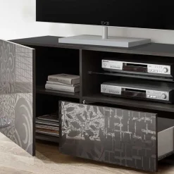 Wohnen Design Hochglanz TV Element in Anthrazit - Ipatal