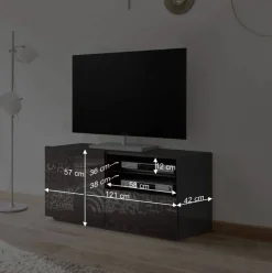 Wohnen Design Hochglanz TV Element in Anthrazit - Ipatal