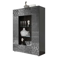 Wohnen Esszimmer-Vitrinen|Schränke*Design Hochglanz Vitrine in Anthrazit - Ipatal