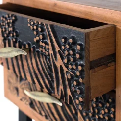 Wohnen Nachttische*Design Holz Nachtkommode mit Schnitzerei und Lack - Marcel