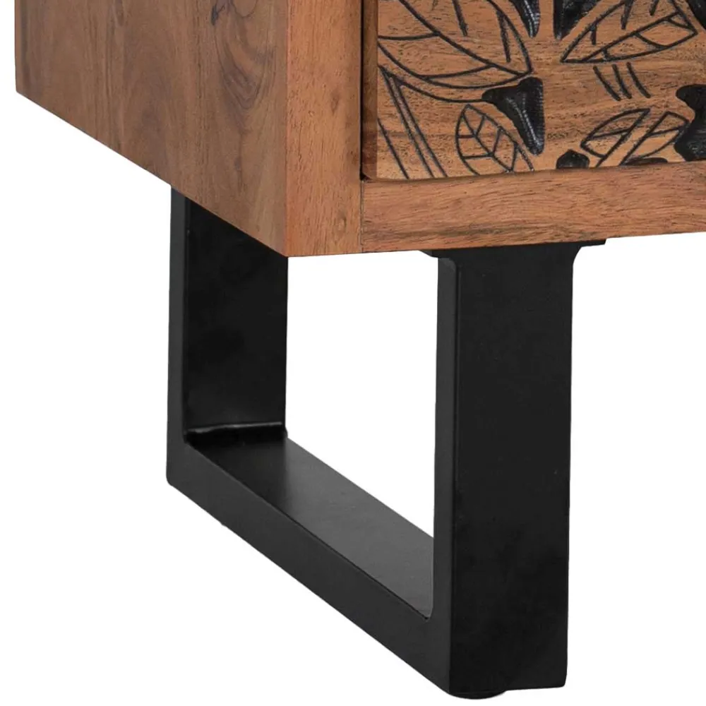 Wohnen Nachttische*Design Holz Nachtkommode mit Schnitzerei und Lack - Marcel