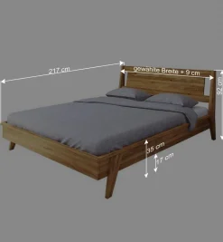 Wohnen Design Holzbett aus Wildeiche - Hardus (dreiteilig)