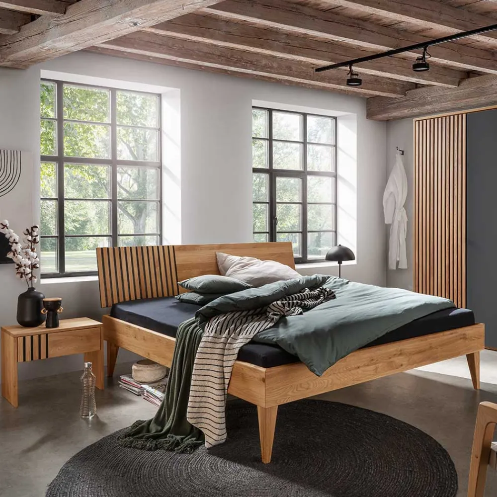 Wohnen Betten|Betten*Design Holzbett aus Wildeiche Massivholz - Manarola I