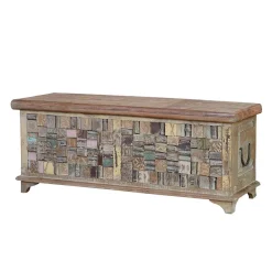 Wohnen Boho Style Möbel|Holztruhen*Design Holztruhe mit flachem Deckel - Gregoriana