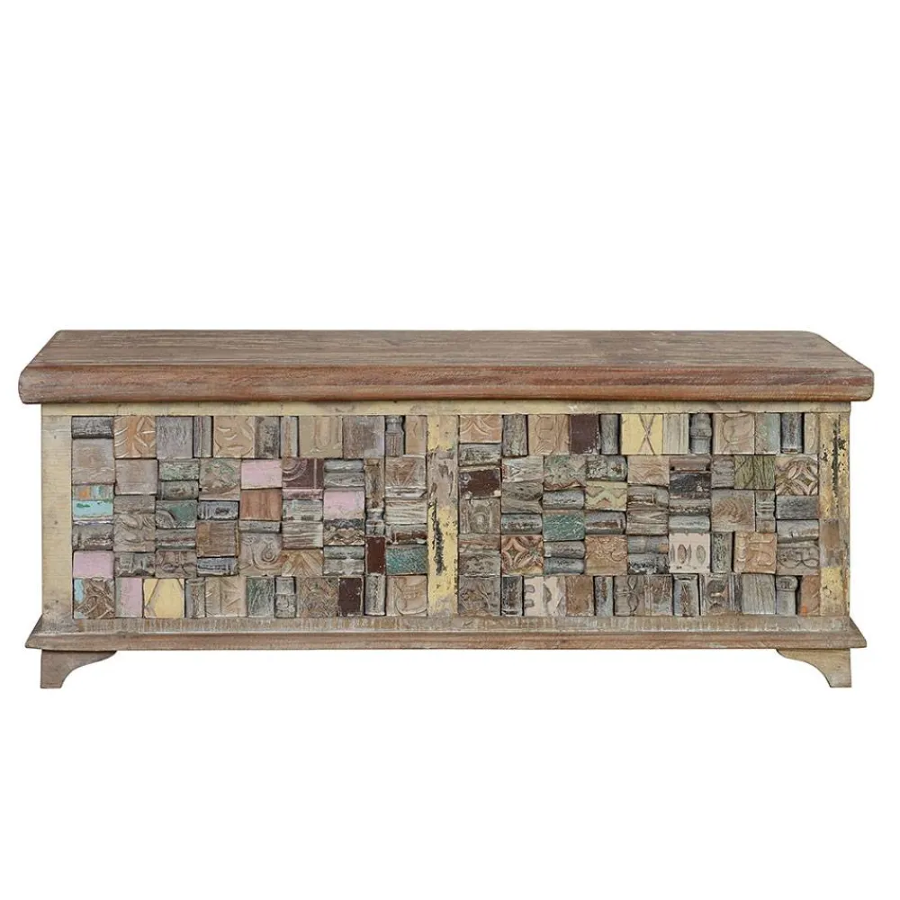 Wohnen Boho Style Möbel|Holztruhen*Design Holztruhe mit flachem Deckel - Gregoriana