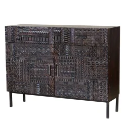 Wohnen Design Kombi-Kommode in Walnuss Braun - Solu