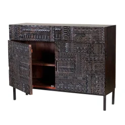 Wohnen Design Kombi-Kommode in Walnuss Braun - Solu